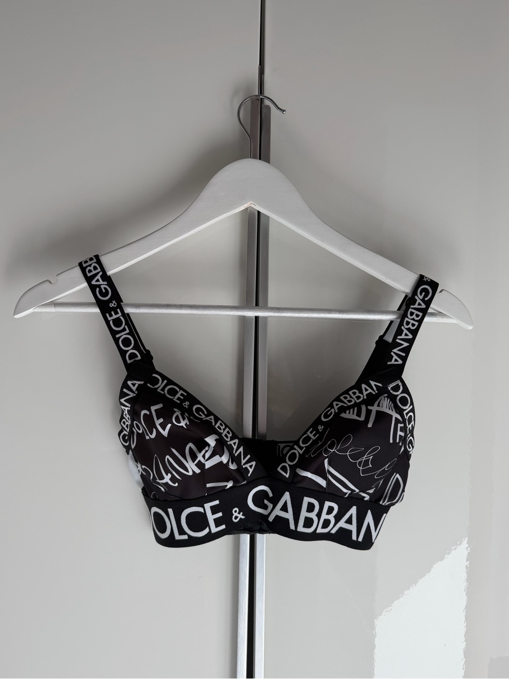Dolce & Gabbana Black and White Logo Crop Bralette